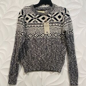 The Normal Brand Women's Sweater Small Charcoal Cotton Jacquard NWT